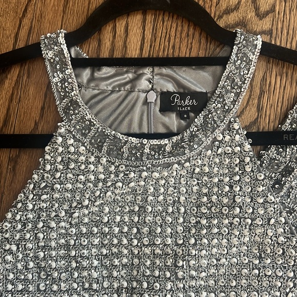 Parker Black Dresses & Skirts - Parker Black Fully Embellished Silver Sequin Dress